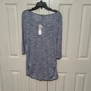 Laila Jayde Heathered Blue Long Sleeve Top
